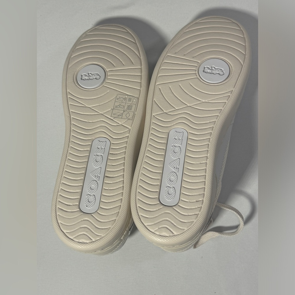 Coach Shoes Clip Court Sneaker Mens Tennis Shoes Chalk Optic White Sz 8 NEW - Picture 9 of 12